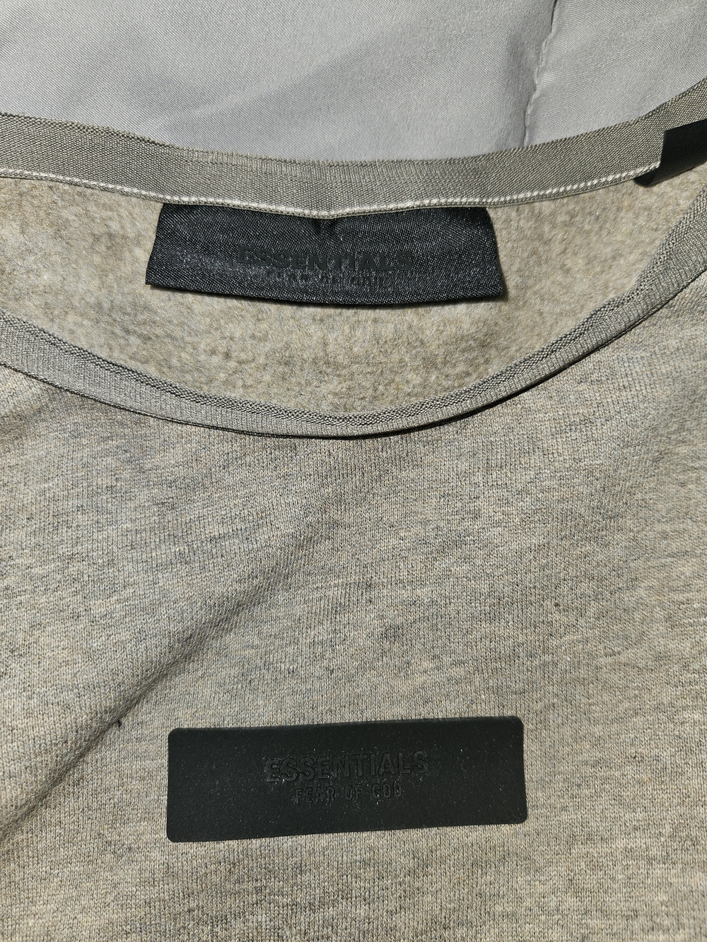 Essentials Men’s Taupe Crewneck Sweatshirt with Logo Patch (NWOT)